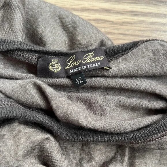 Loro Piana Cashmere Sweater Gray Fitted Long Sleeve Sz 42 Basic Italy Chic - Picture 2 of 3